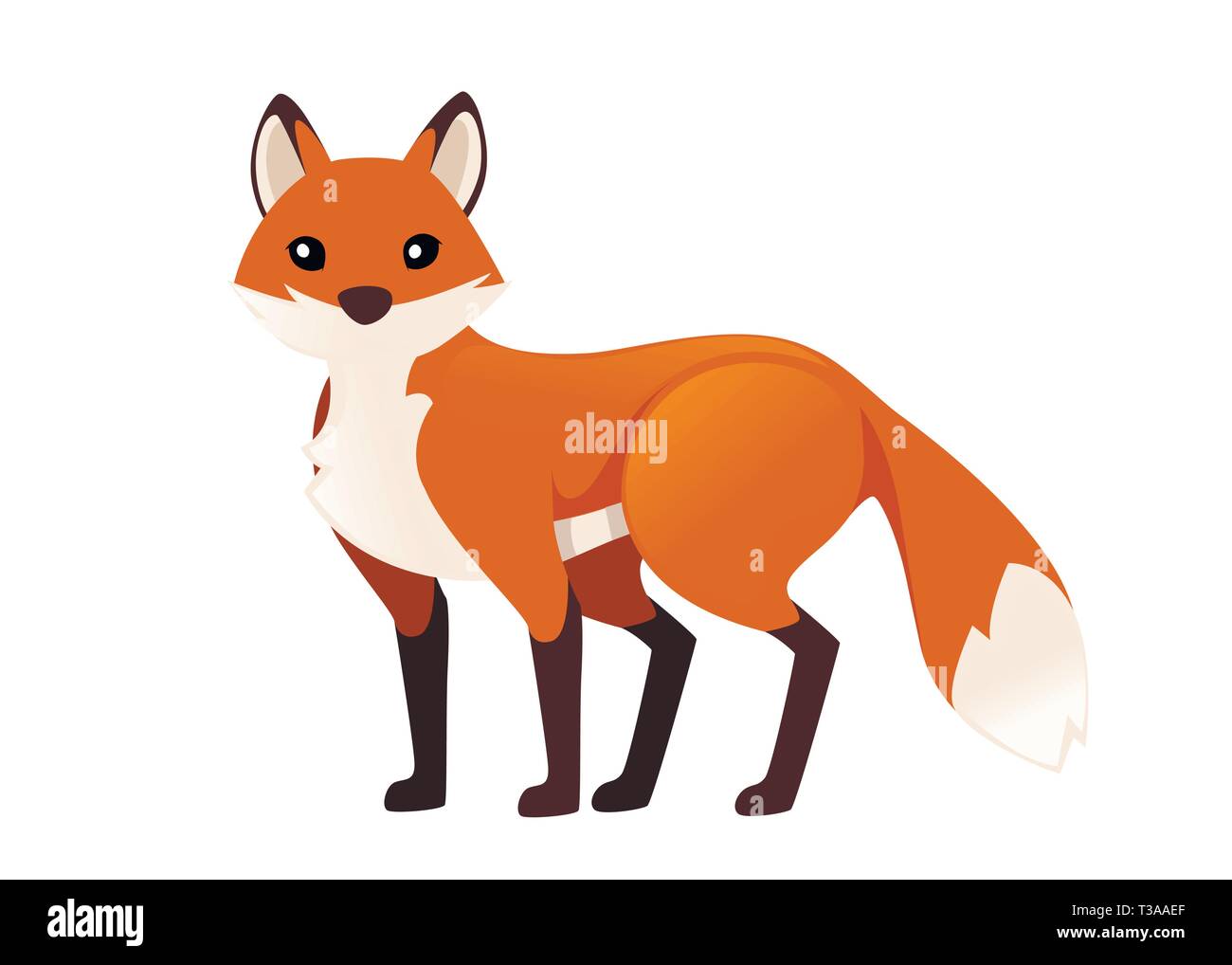 Red Fox est debout sur quatre pattes. Cartoon animal character design. Animaux de la forêt. Télévision vector illustration isolé sur fond blanc. Illustration de Vecteur