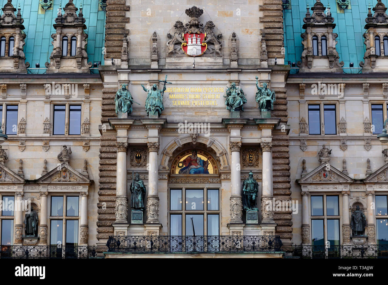 Détail de l'Hôtel de ville de Hambourg, Hamburger Das Rathaus, Hambourg, Allemagne Banque D'Images