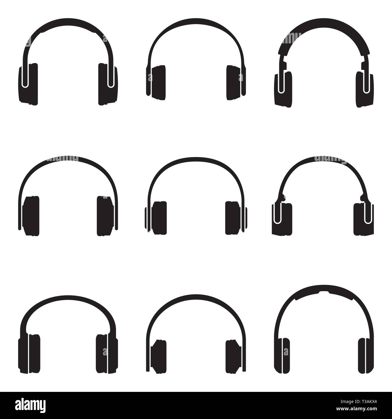 Différents types de casque. Silhouette vector icons Illustration de Vecteur