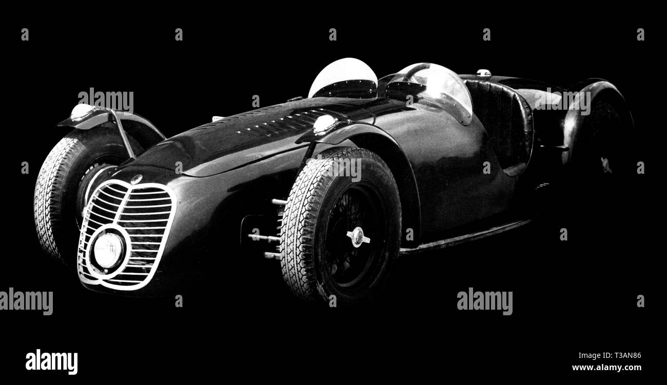 Voiture de course vintage Banque d'images noir et blanc - Alamy