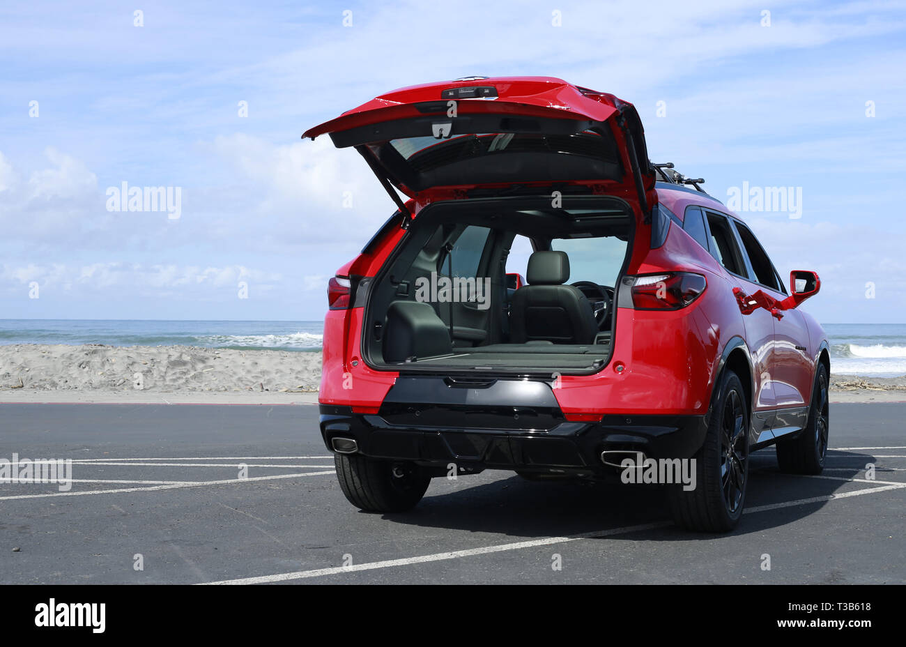 San Diego, Californie, USA. Mar 9, 2019. 9 mars 2019 - San Diego, Californie, Etats-Unis - Une nouvelle 2019 Chevrolet Blazer est stationné à San Elijo State Beach, à Encinitas, CA. Le Blazer fonctionnalités fonctionnalités standard d'un moteur V6 de 3,6 l. Credit : KC Alfred/ZUMA/Alamy Fil Live News Banque D'Images