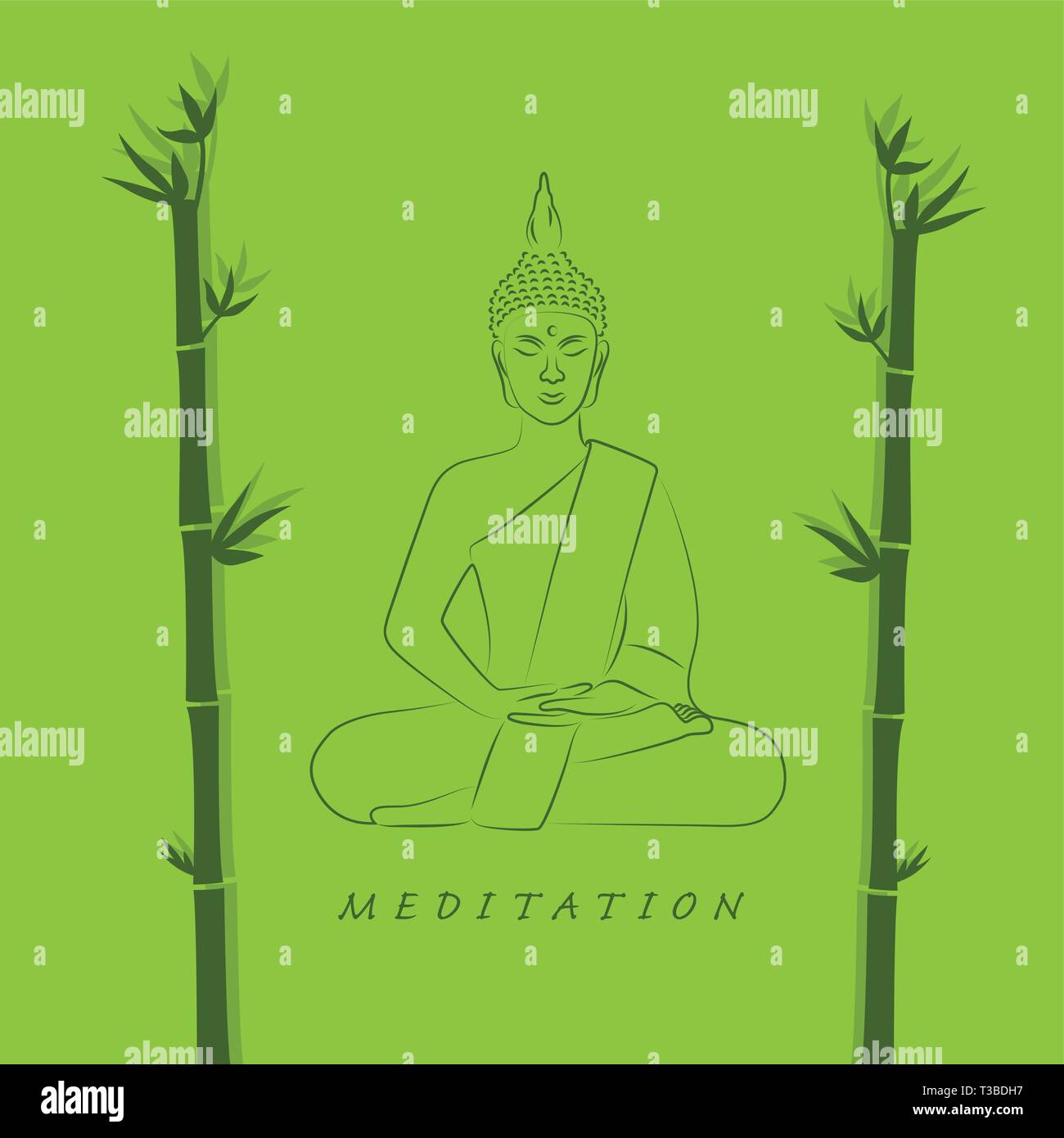 La posture de bouddha méditant en position du lotus en couleur vert bambou avec illustration vecteur EPS10 Illustration de Vecteur