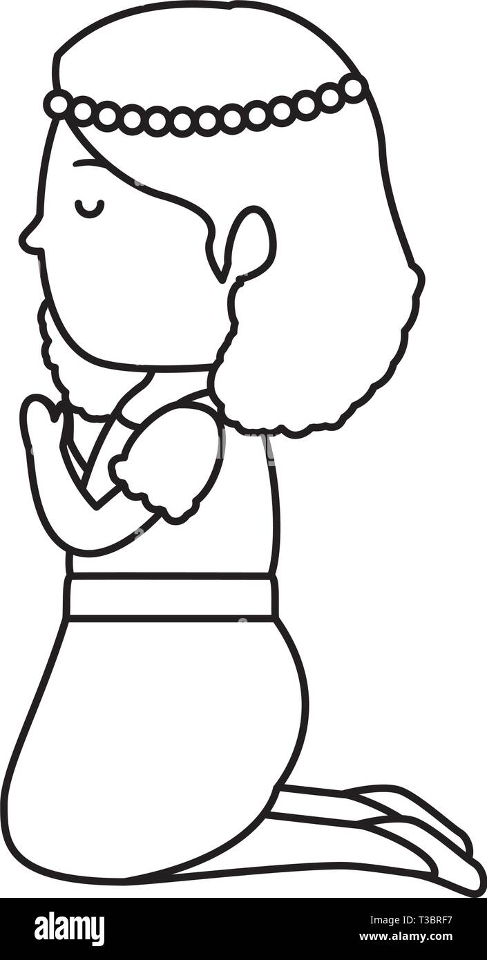 Petite fille à genoux le caractère de première communion Illustration de Vecteur