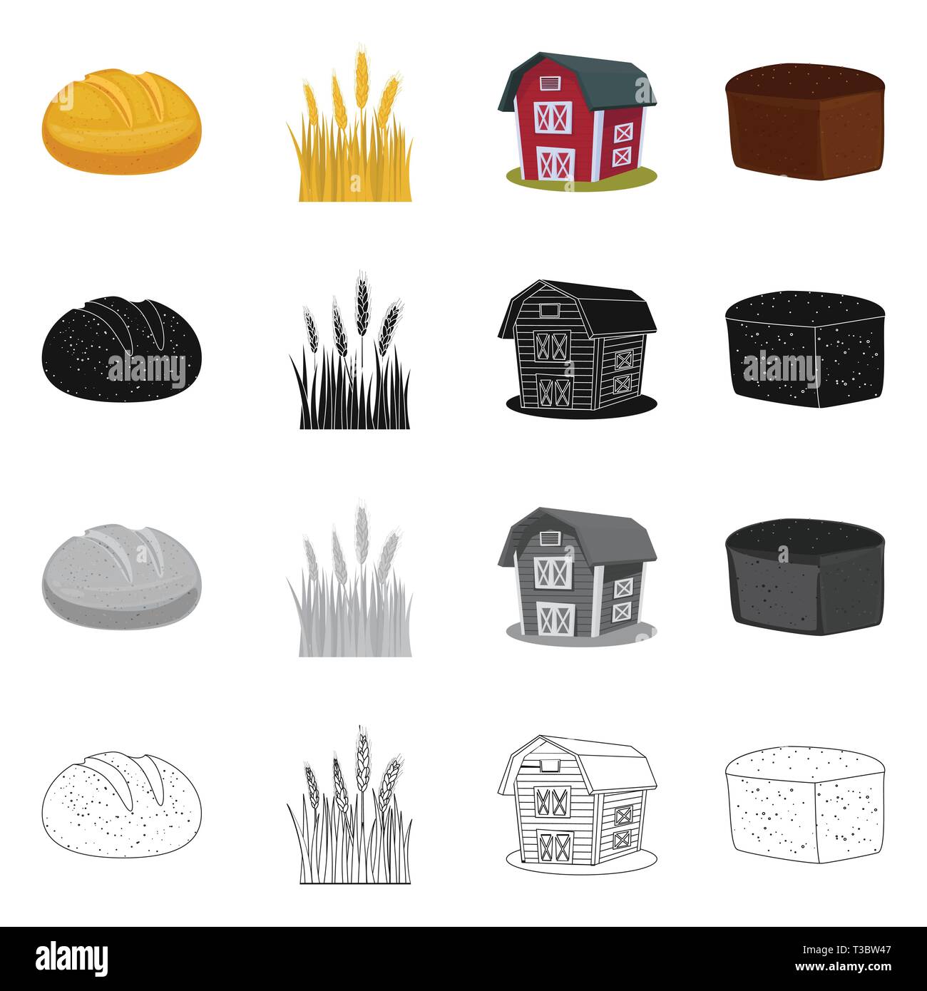 Printemps,pain,grenier,spike,des,industrie,orge,brun,alimentation,terrain,automne,petit déjeuner,blé,chignon,sain,Culture,campagne,glucides,remise,snack,pain,chalet,mûrs,farine,cuire,agriculture,immobilier,agriculture,plantes,seigle blé,maïs,grain,récolte,ferme,,champ,set,icône,,illustration,collection,isolé,design,graphisme,élément vecteur vecteurs,signer , Illustration de Vecteur
