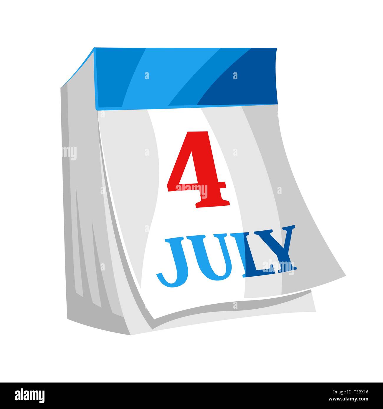 4 juillet Jour de l'indépendance calendrier de découpe. Isolé sur fond blanc. Illustration de Vecteur