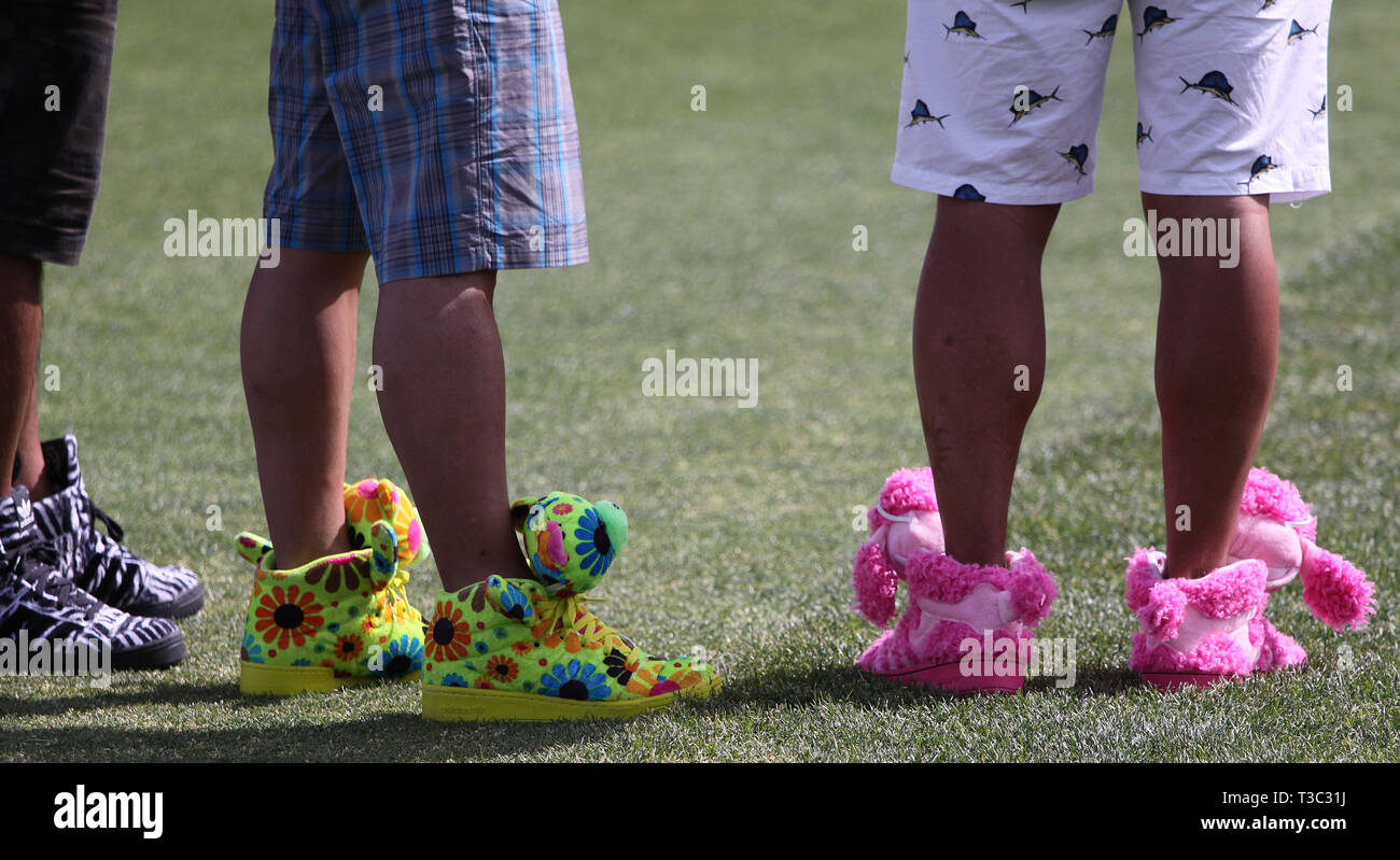 RANCHO MIRAGE, CALIFORNIE - 01 avril 2015 : drôle de chaussures à l'inspiration de l'ANA sur tournoi de golf LPGA, Avril 01, 2015 Au Pays de Mission Hills Banque D'Images