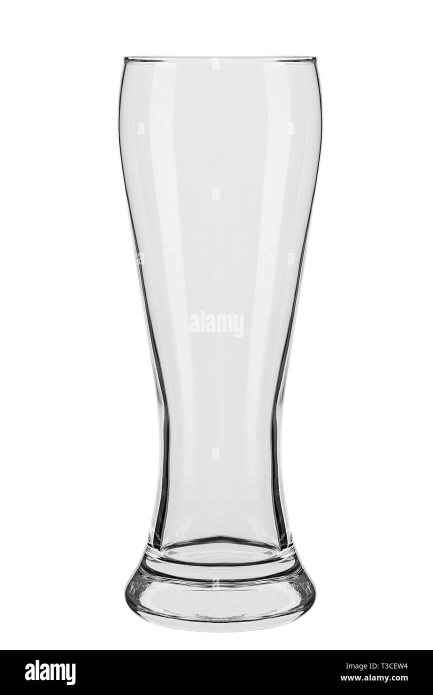 Verre de bière vide isolé sur fond blanc. fichier contient clipping path Banque D'Images