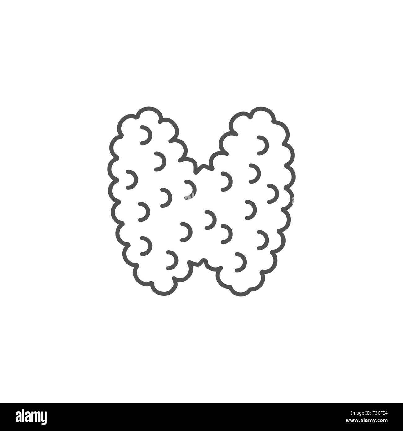 L'icône de la ligne du vecteur connexe de la thyroïde. Isolé sur fond blanc. Avc. modifiable Illustration de Vecteur