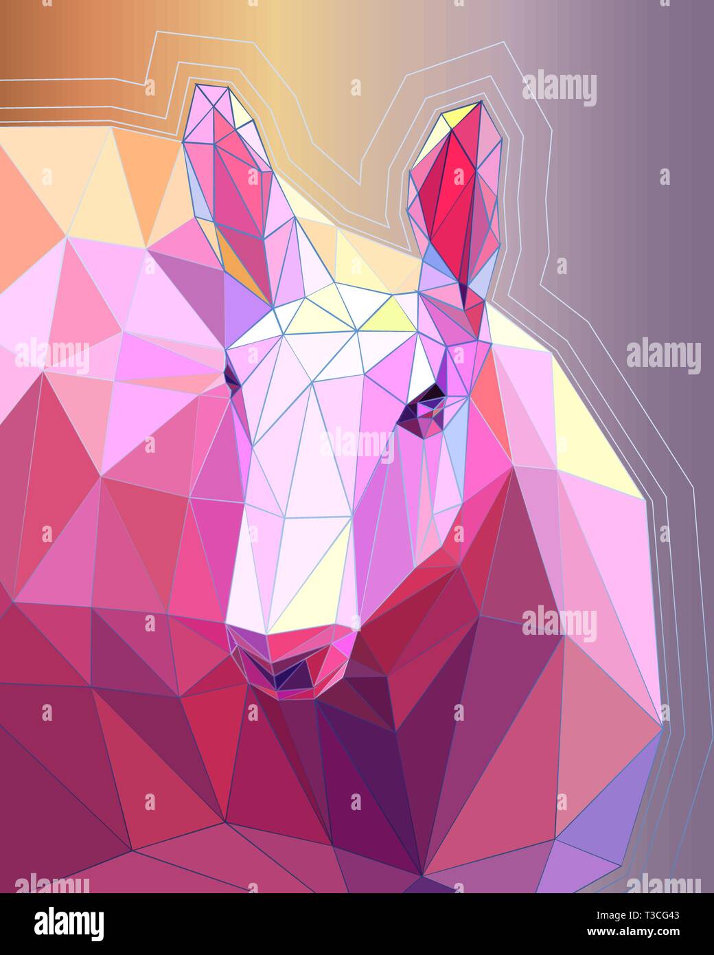 Un mouton dans la technique poly bas Illustration de Vecteur