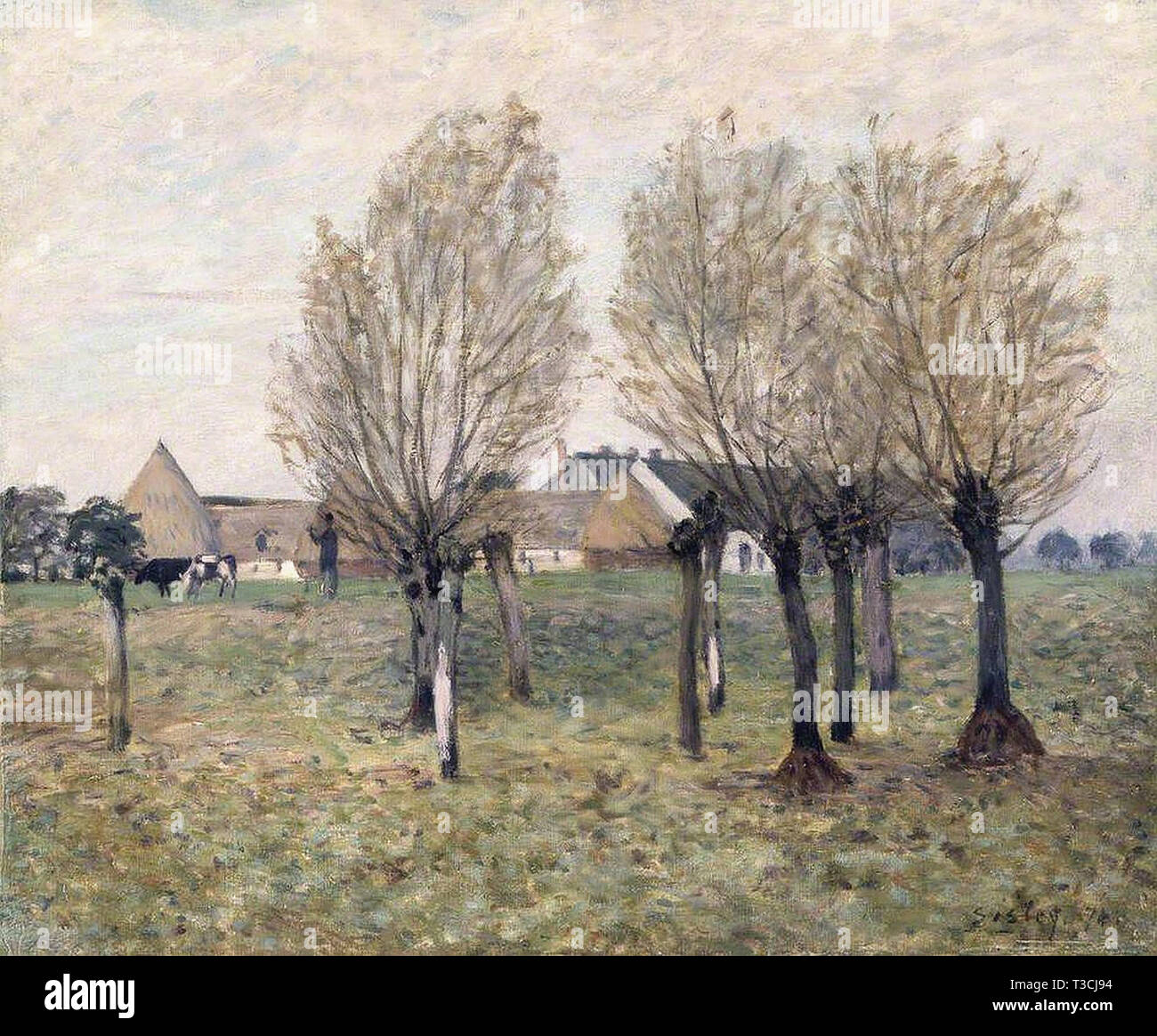 Tableau Toile Alfred Sisley - Quatre Oies Près D'un étang - Impression Sur Toile Prêt à Accrocher - Neuf