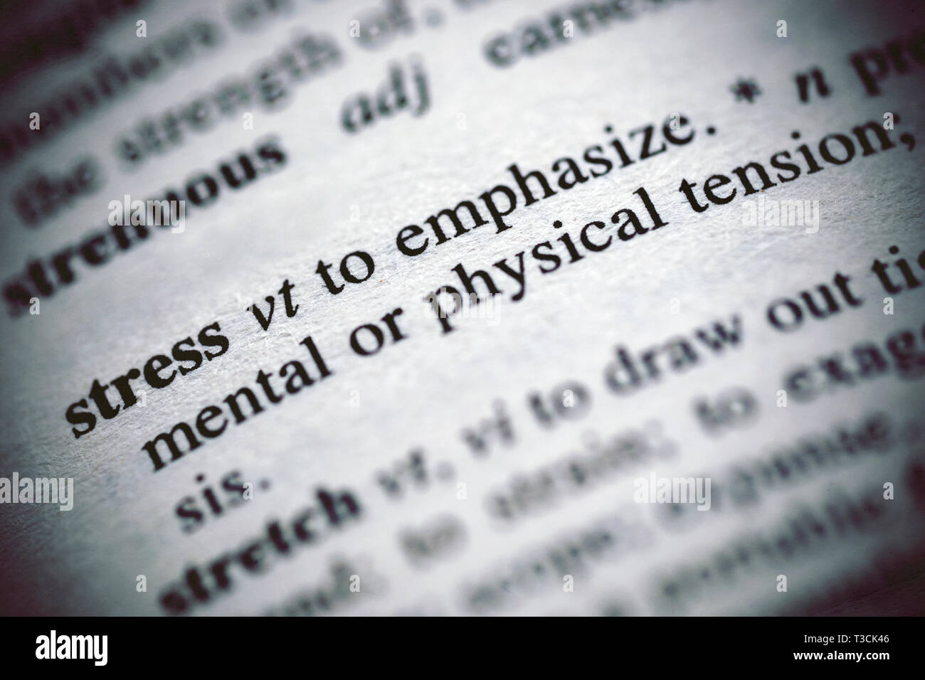 Définition du stress dans un dictionnaire Banque D'Images