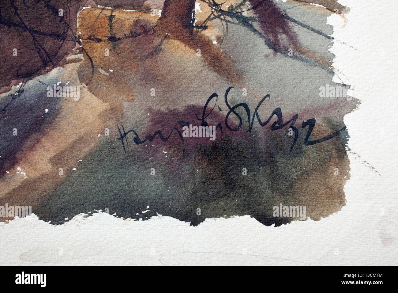 Hans Liska (1907 - 1983), Préparation d'artillerie Technique mixte sur carton. Genre la représentation de la dernière minutes avant une attaque de nuit. Le ciel noir illuminé par des fusées éclairantes et des obus sur territoire ennemi détonant. Une unité d'infanterie lance la préparation pour l'attaque dans une tranchée protégées par des barbelés au premier plan. Signé en bas à droite 'Hans Liska'. Les trous de montage. Taille de la photo 79 x 57 cm. Hans Liska a étudié sous Löffler à l'École des Arts Appliqués de Vienne et a été Prätorius's élève à l'École des Arts Appliqués de Munich en 1932, il a commencé à travailler comme illustrateur de journaux , Editorial-Use-seulement Banque D'Images