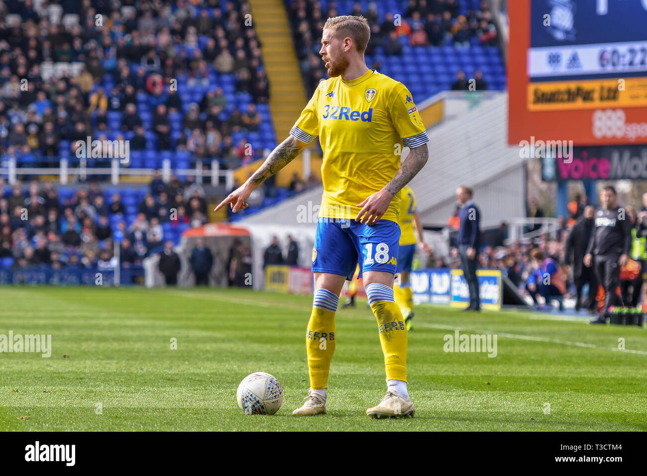 6 avril 2019, St Andrew's, Birmingham, Angleterre ; Sky Bet EFL Championship Birmingham City vs Leeds United ; Pontus Jansson (18) de Leeds Utd Crédit : Gareth Dalley/News Images images Ligue de football anglais sont soumis à licence DataCo Banque D'Images