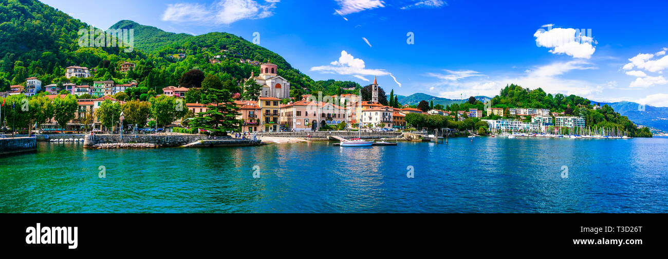 Belle Laveno Mombello village, Lac Majeur, Italie du Nord. Banque D'Images