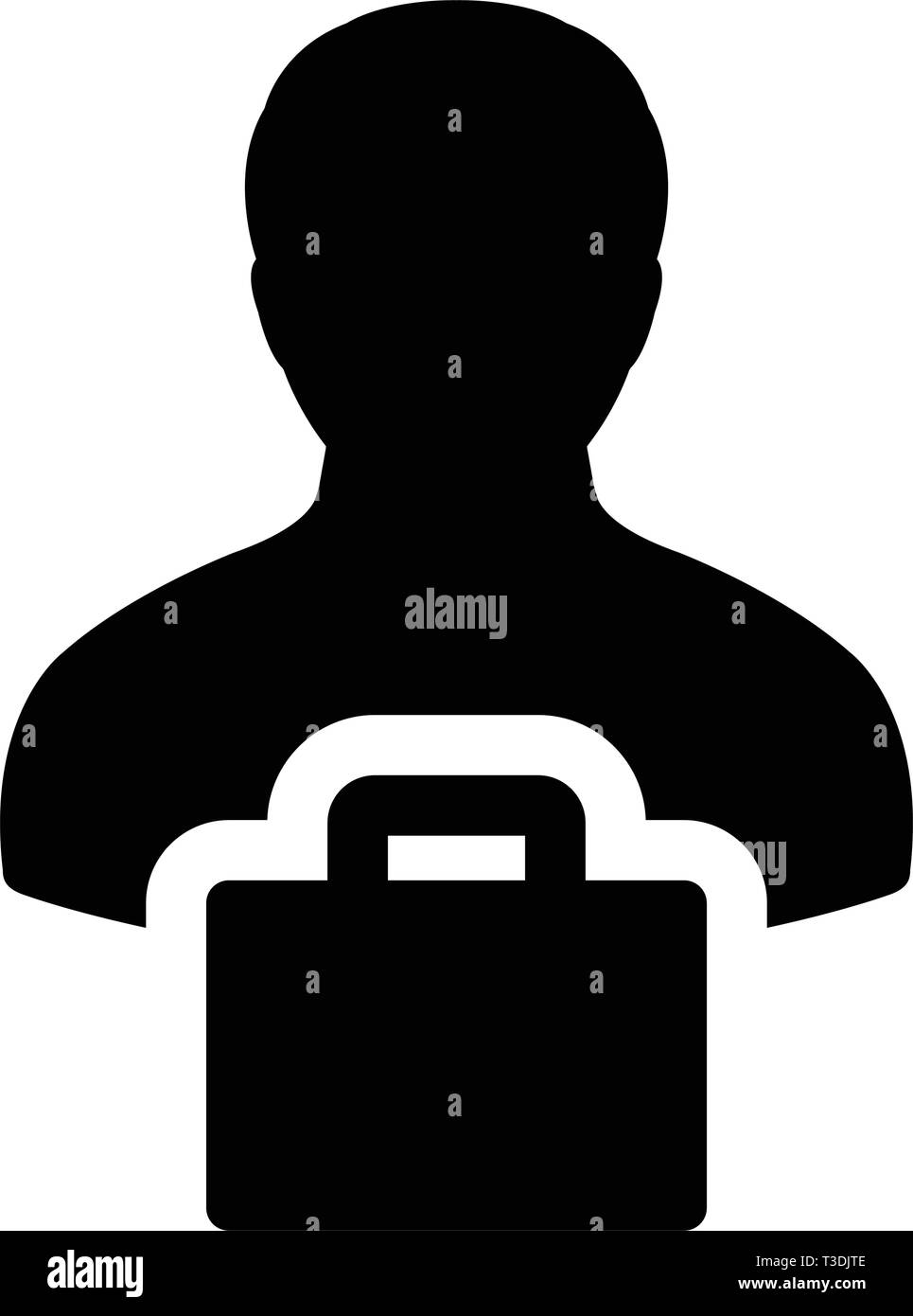 L'icône de bureau personne de sexe masculin avatar profil vectoriel avec symbole porte-documents pour affaires et commerce en couleur plate illustration pictogramme glyphe Illustration de Vecteur