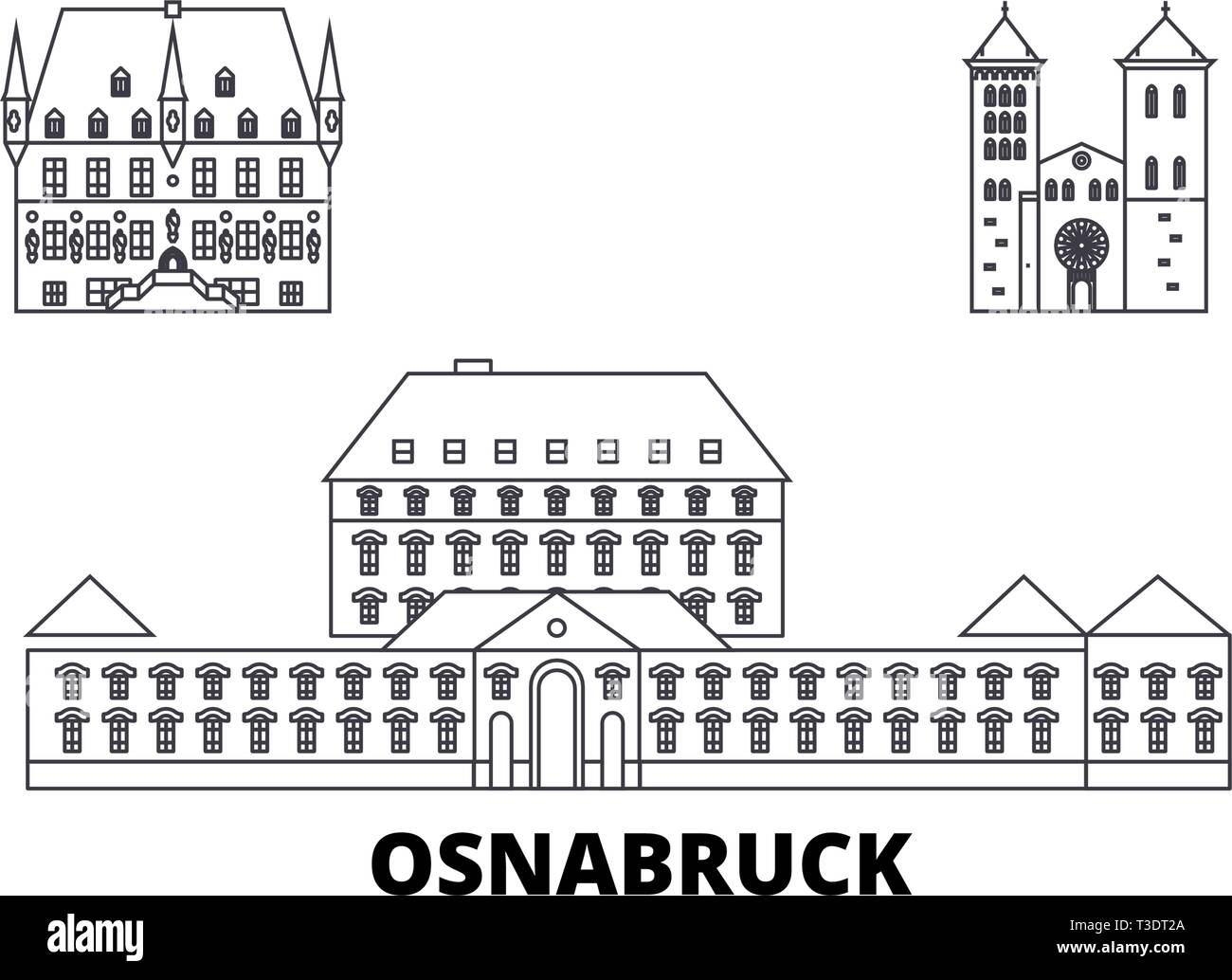 Allemagne, Osnabruck ligne skyline set. Allemagne, Osnabruck contours city vector illustration, symbole de voyage, sites touristiques, monuments. Illustration de Vecteur