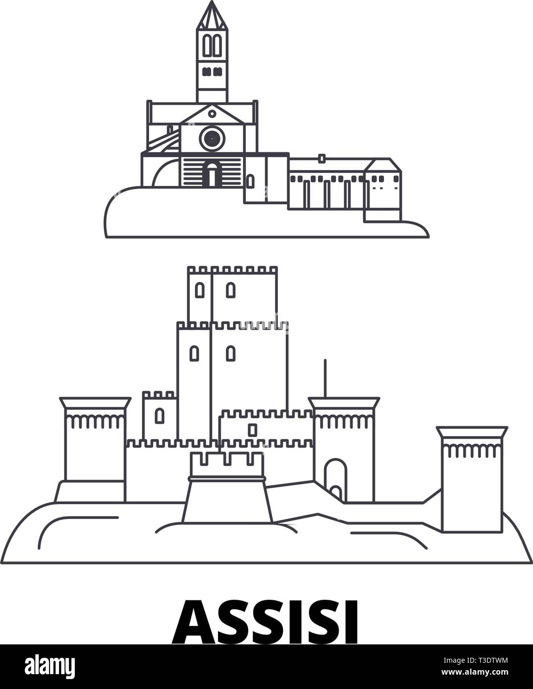 L'Italie, la ligne d'horizon voyage assise ensemble. L'Italie, assise contours city vector illustration, symbole de voyage, sites touristiques, monuments. Illustration de Vecteur