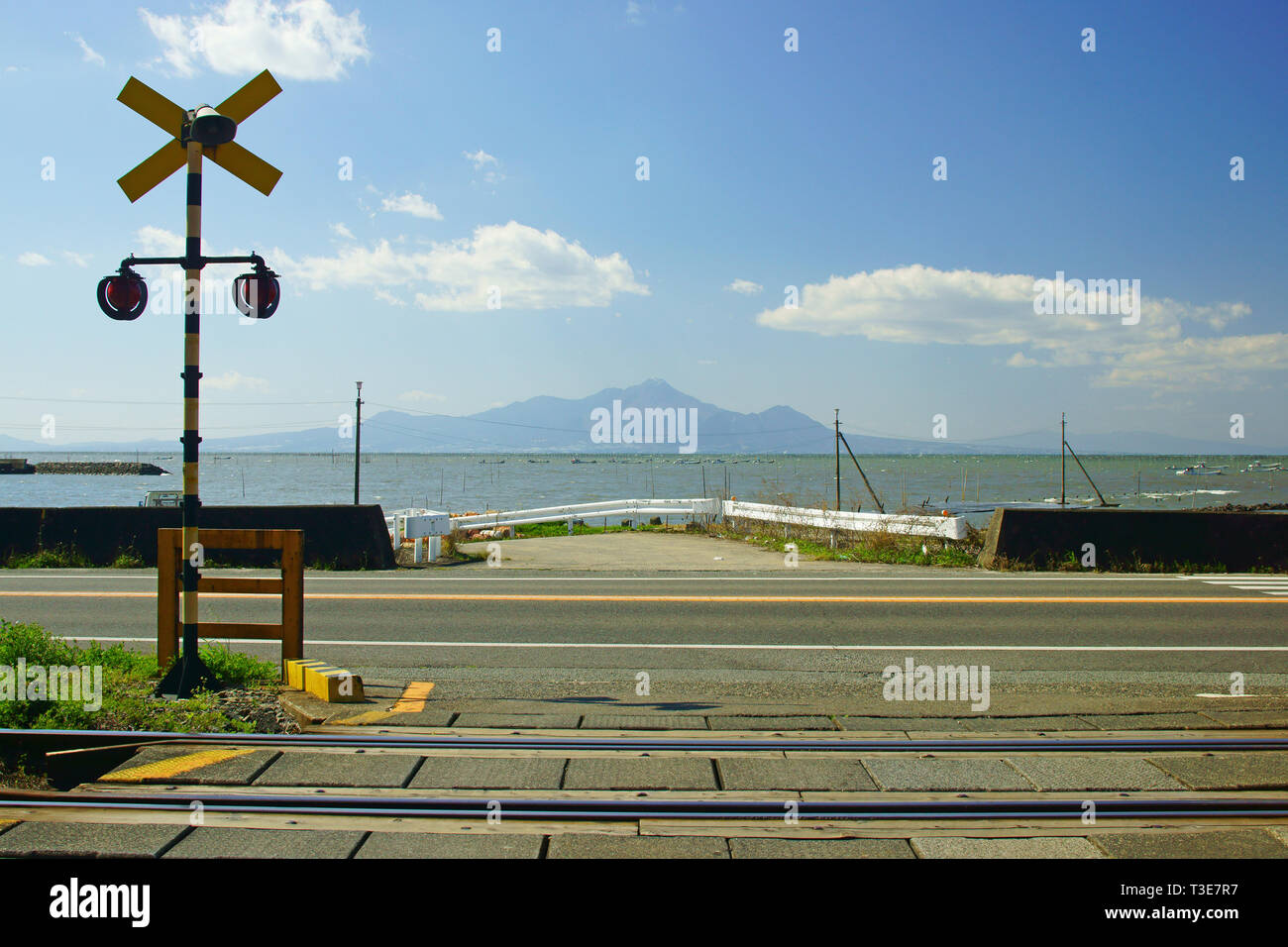 Mt. Unzen fugen et la mer d'Ariake, Kumamoto Prefecture, Japan Banque D'Images