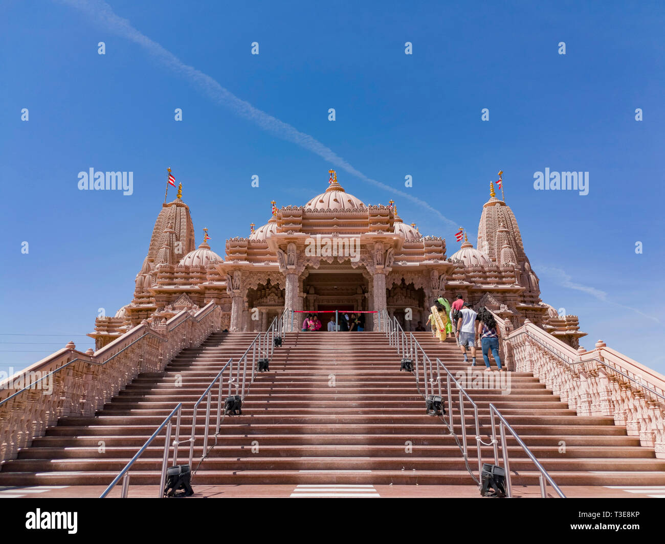 Le Chino Hills, MAR 31 : Vue extérieure de la célèbre temple BAPS Shri Swaminarayan Mandir le Mar 31, 2019 à Chino Hills, Los Angeles County, Californie Banque D'Images
