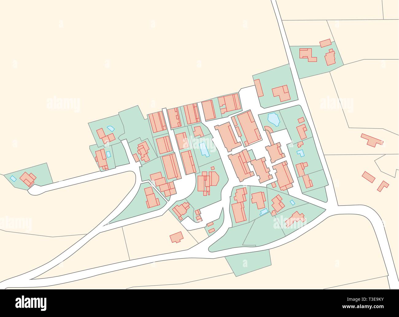 Plan cadastral imaginaire d'une zone avec des bâtiments et des rues Illustration de Vecteur