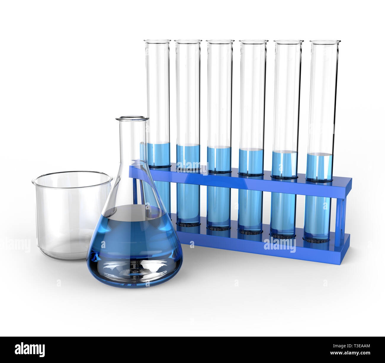 Pour les objets de laboratoire chimique isolé sur fond blanc. Banque D'Images