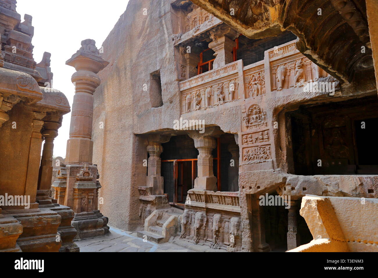 Temple de les grottes d'Ellora, le rock-cut des temples, AURANGABAD, Maharashtra en Inde centrale Banque D'Images