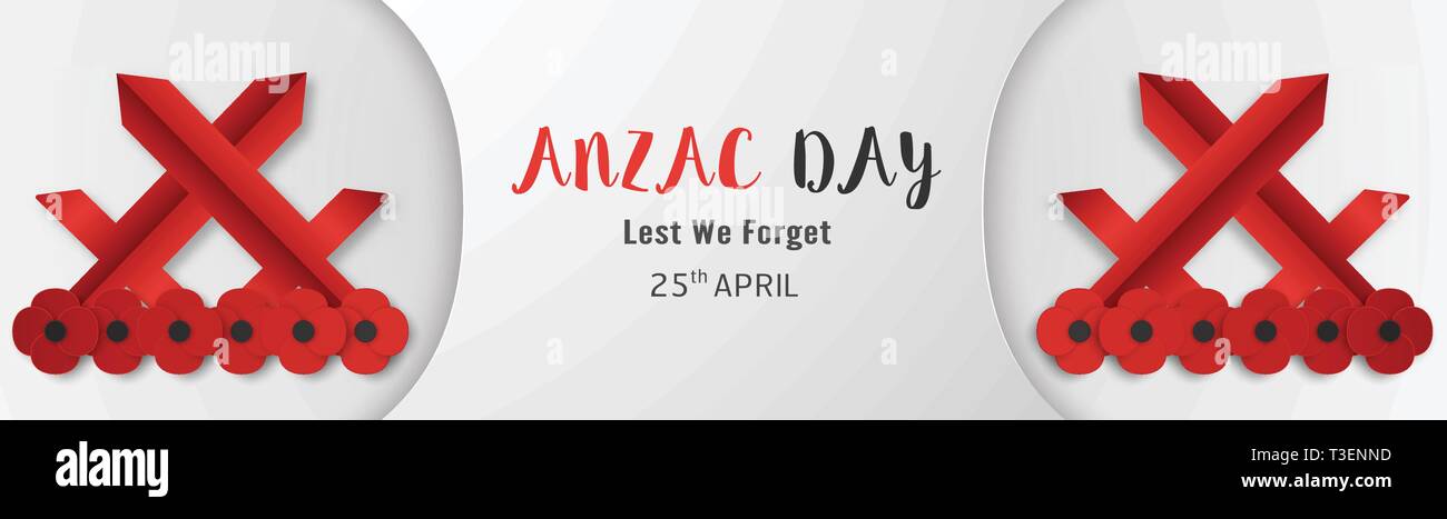 Heureux l'Anzac Day le 25 avril à celles qui sont morts en Australie et en Nouvelle-Zélande la guerre. L'élément de modèle pour la conception d'affiches, bannières, cartes de vœux, d'invitation Illustration de Vecteur
