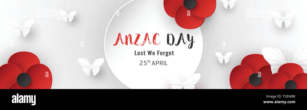 Heureux l'Anzac Day le 25 avril à celles qui sont morts en Australie et en Nouvelle-Zélande la guerre. L'élément de modèle pour la conception d'affiches, bannières, cartes de vœux, d'invitation Illustration de Vecteur