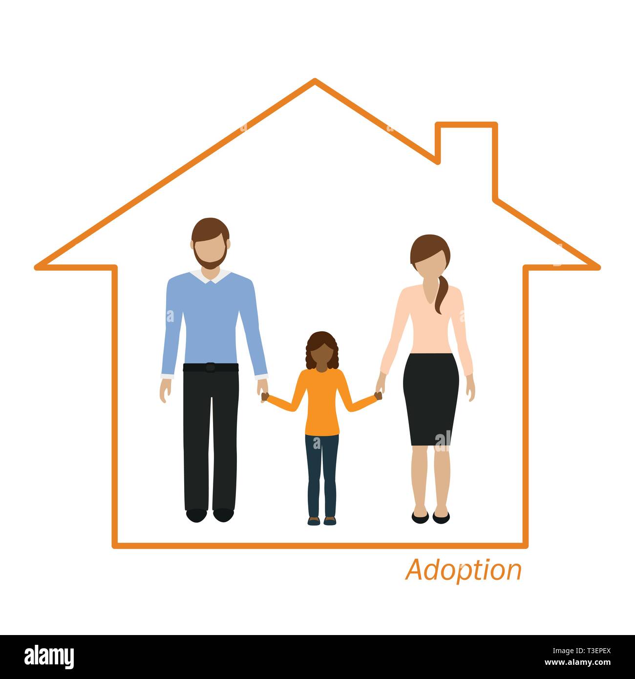Adoption d'une fille dans une maison de famille EPS10 vector illustration Illustration de Vecteur