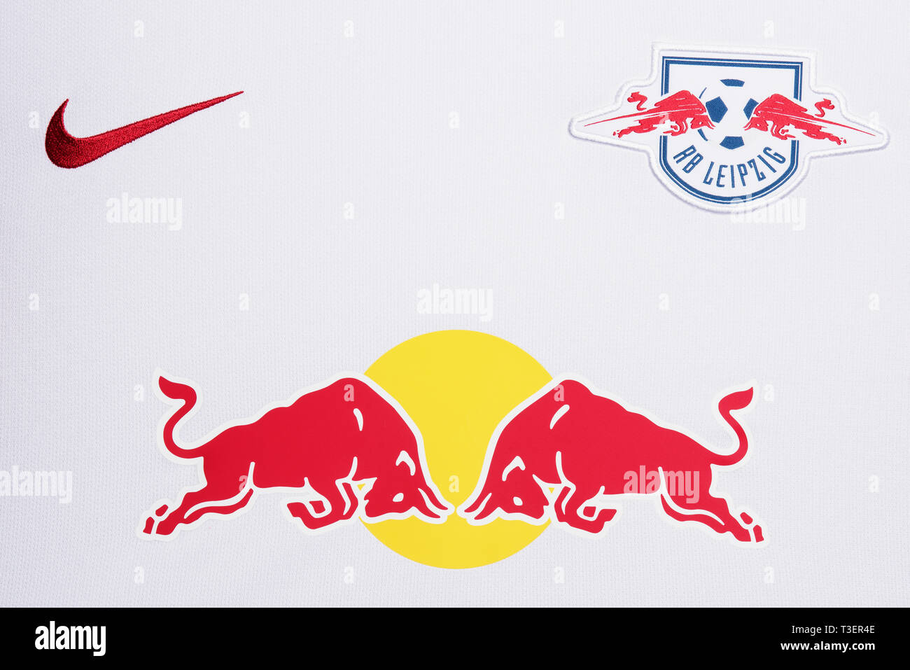 Close up of RB Leipzig shirt. Banque D'Images