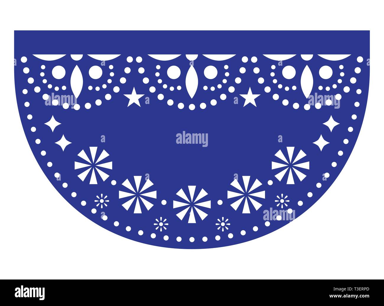 Fiesta Mexicaine vector template design, papel picado paper cut out avec motif géométrique et floral, partie de la décoration traditionnelle du Mexique sans Illustration de Vecteur