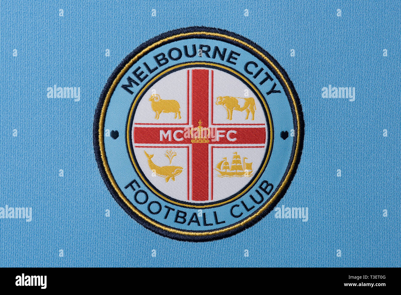 Close up of Melbourne City FC New Jersey. Banque D'Images