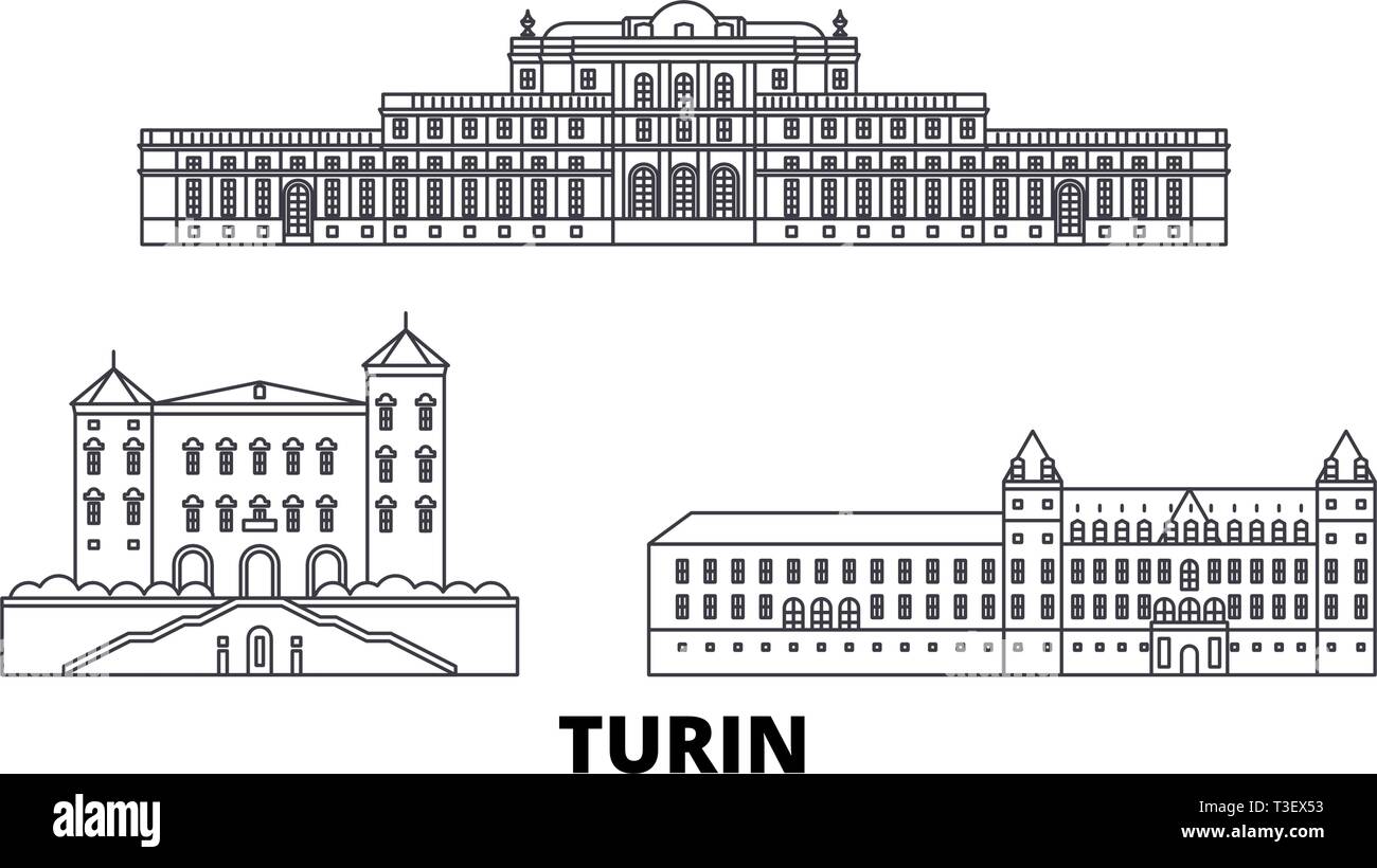 Italie, Turin, Résidences des Savoie skyline voyages en ligne. Italie, Turin, Résidences des Savoie contours vecteur ville Illustration de Vecteur