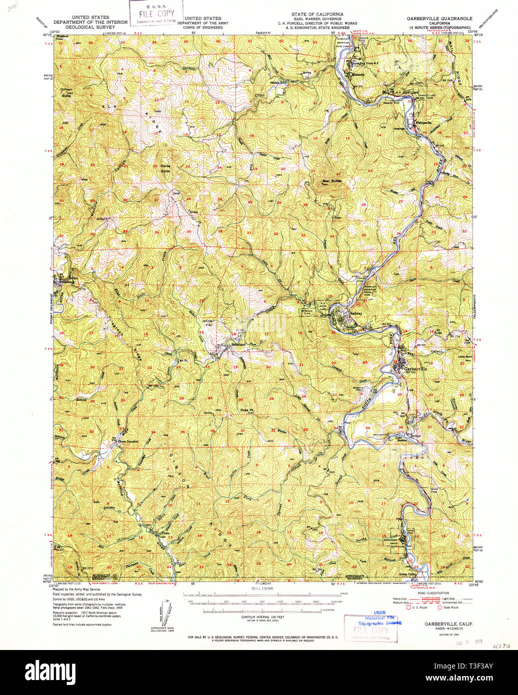 Carte De Garberville Banque De Et D Images Haute Carte Topo Usgs Garberville Ca Californie T3f3ay 