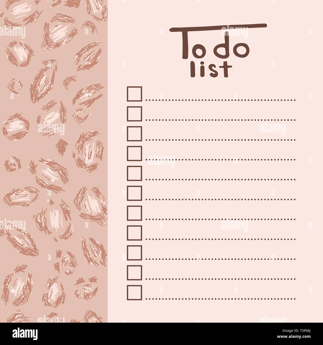 Liste des tâches à effectuer. Vector illustration. Planificateur vide design. Leopard imprimer skin Illustration de Vecteur