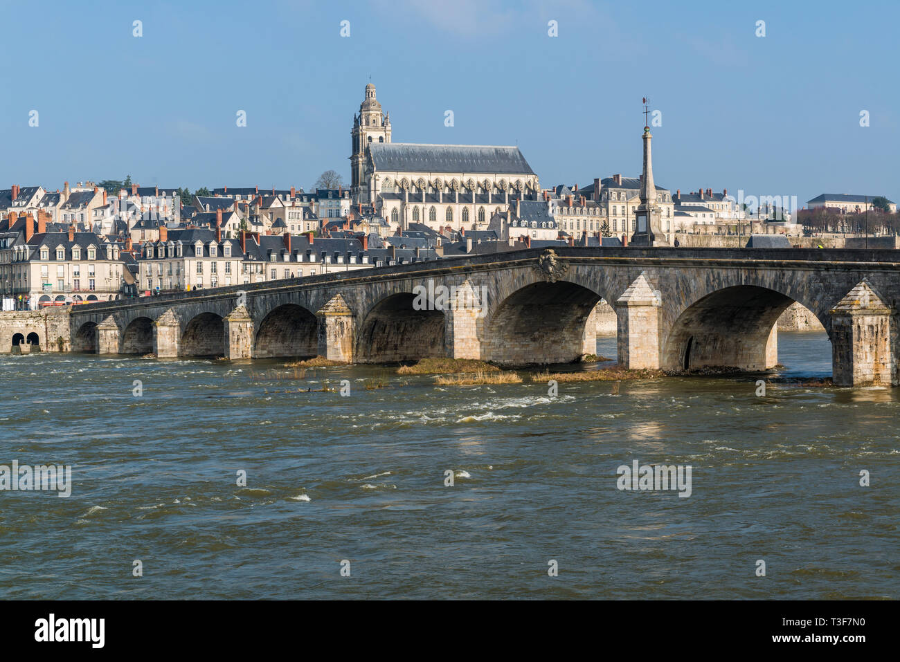 Blois (centre de la France) : aperçu de la ville sur les rives de la Loire. Pont Jacques Gabriel *** *** légende locale Banque D'Images
