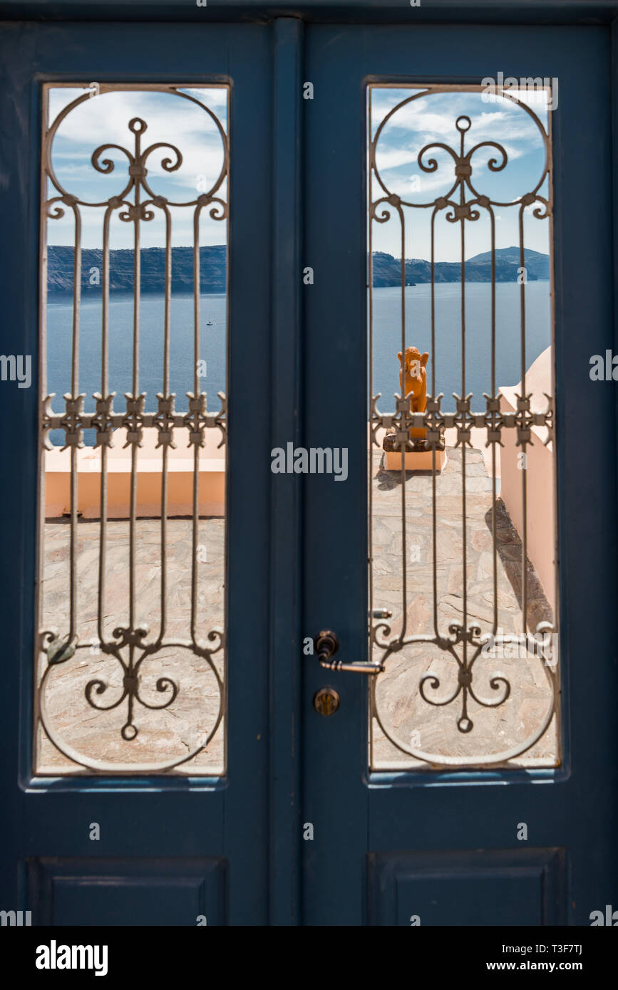 Entrée de la beauté de Santorin Banque D'Images