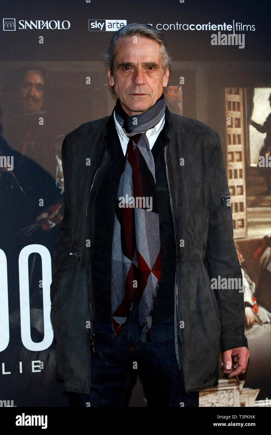 Rome, Italie. 09 avr, 2019. Acteur Jeremy Irons pose pour les photographes pendant la présentation du film documentaire du bicentenaire du musée du Prado à Madrid. Credit : insidefoto srl/Alamy Live News Banque D'Images