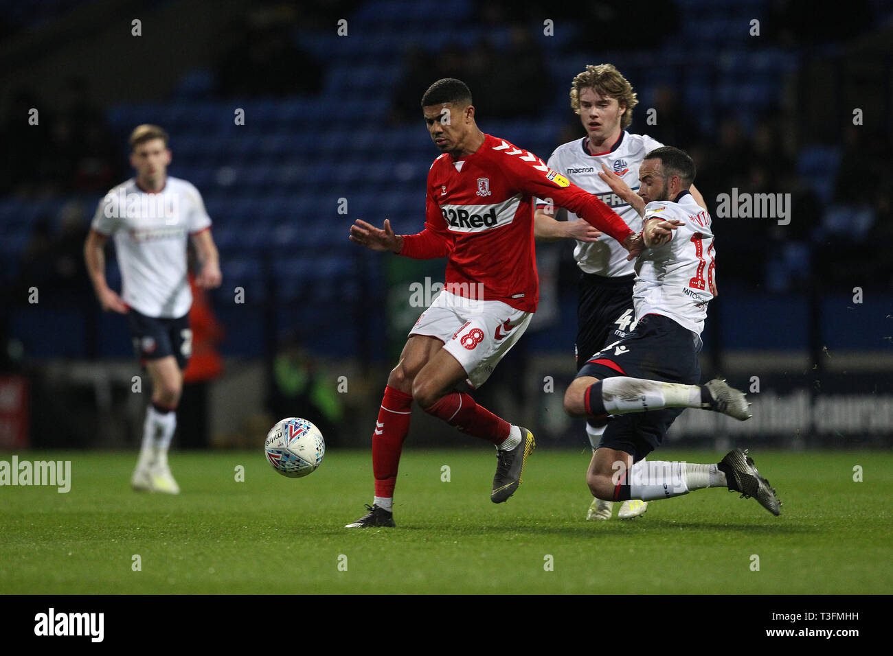 Bolton, Royaume-Uni. 09 avr, 2019. Au cours de la Sky Bet Championship match entre Bolton Wanderers et Middlesbrough à l'Université de Bolton, Bolton Stadium le mardi 9 avril 2019. (Photo Credit : Mark Fletcher | MI News) Credit : MI News & Sport /Alamy Live News Banque D'Images