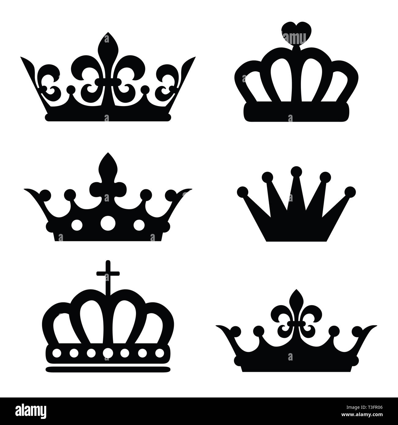 Silhouette d'illustration vector set sur fond blanc Banque D'Images
