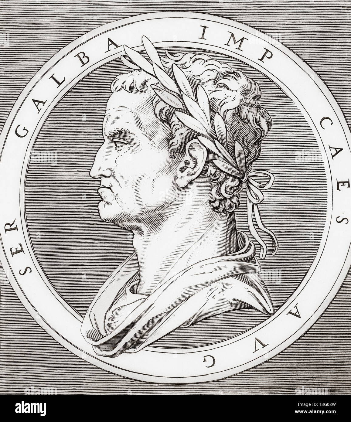 Galba, 3 BC - BC 69. Empereur Romain. Banque D'Images