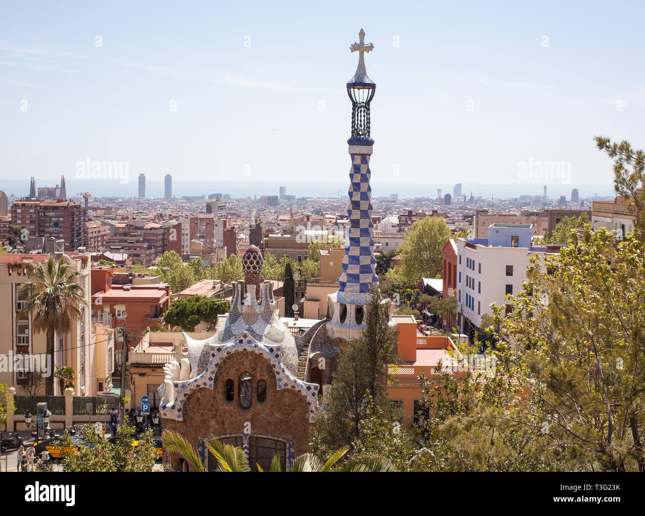 Barcelone, Espagne - 15 Avril 2013 : maison de gardien à l'entrée de Parc Guell, qui ont été initialement conçu comme la maison de gardien est le célèbre Banque D'Images
