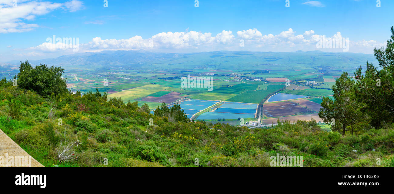 Vue panoramique de la Vallée de Hula paysage, dans le Nord d'Israël Banque D'Images