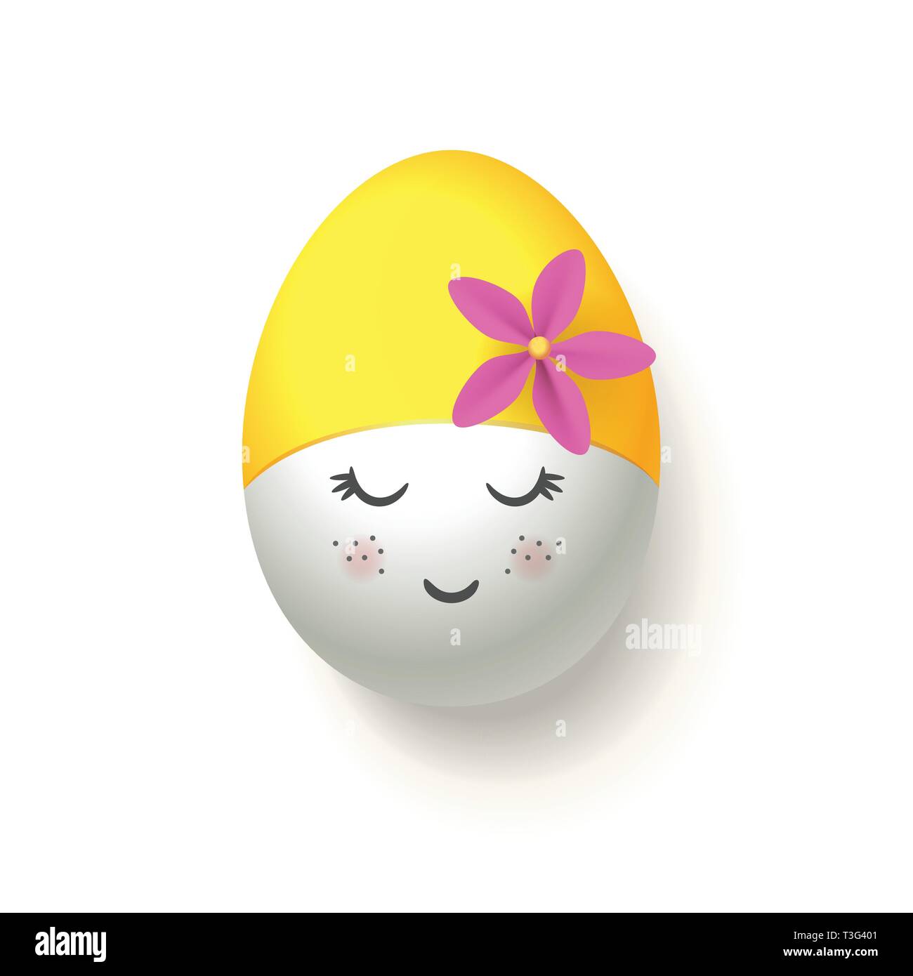 Happy Easter Egg avec bonnet de bain rétro jaune - isolé sur fond blanc Illustration de Vecteur