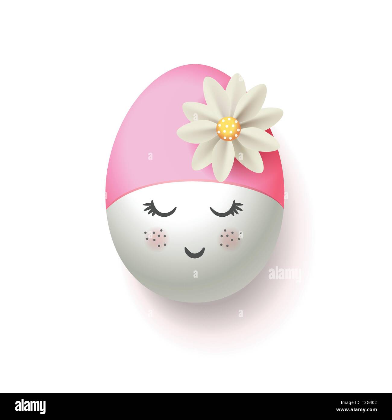 Happy Easter Egg avec retro rose bonnet de bain - isolé sur fond blanc Illustration de Vecteur