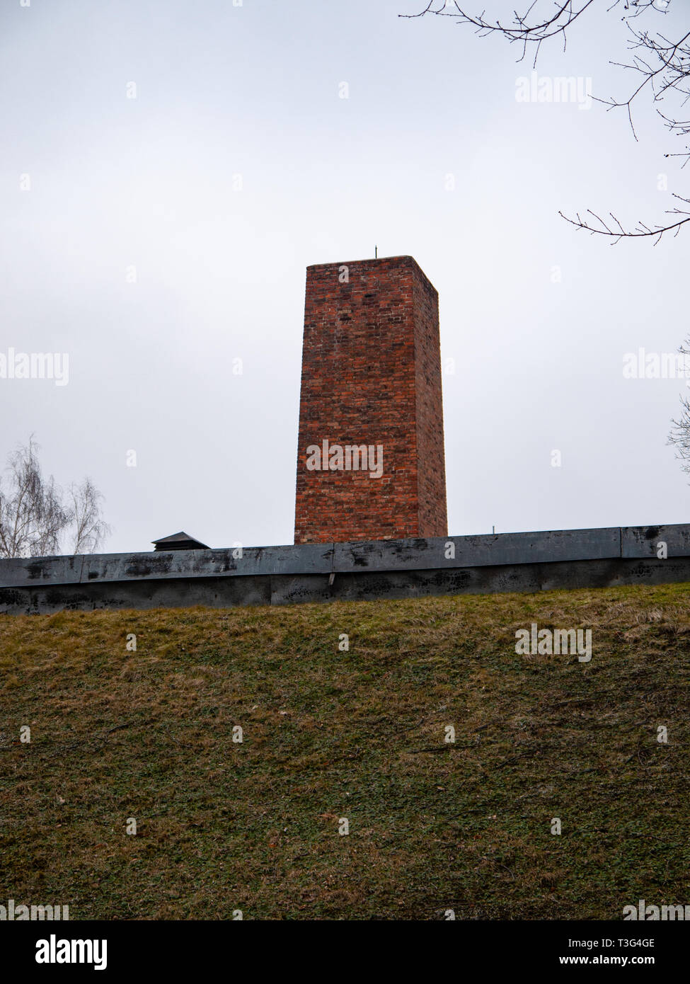 Chambre à gaz et de crématoires, camp de concentration d'Auschwitz et la mort camp, Pologne Banque D'Images