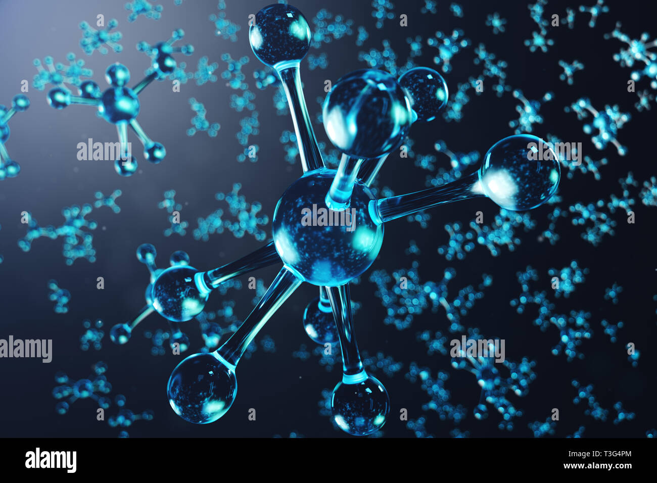 Illustration 3D de la structure des molécules. Arrière-plan scientifique médicale avec des atomes et molécules. Arrière-plan scientifique pour votre bannière, flyer, gabarit, te Banque D'Images
