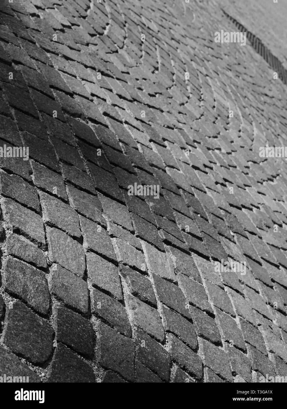 Trottoir en gris avec cobblestone Banque D'Images