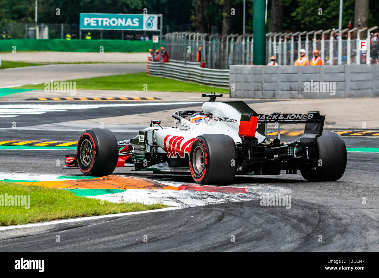 Monza/Italie - # 8 Romain Grosjean à la Roggia chicane pendant le GP Italien Banque D'Images