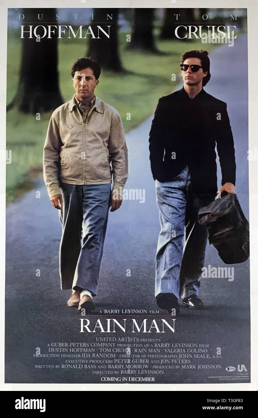 Rain Man Année : 1988 USA Réalisateur : Barry Levinson Dustin Hoffman, Tom Cruise Poster (USA) Banque D'Images